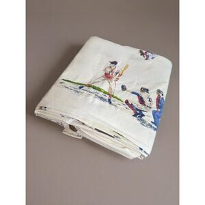 Pottery Barn Kids Vintage Baseball Organic Flat Sheet Twin Multicolor